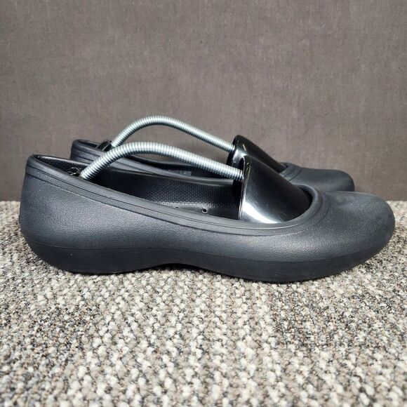 Crocs Ballet Flats Womens Size 9 Black Slip Resistant Comfort Slip On Shoes - Picture 1 of 10